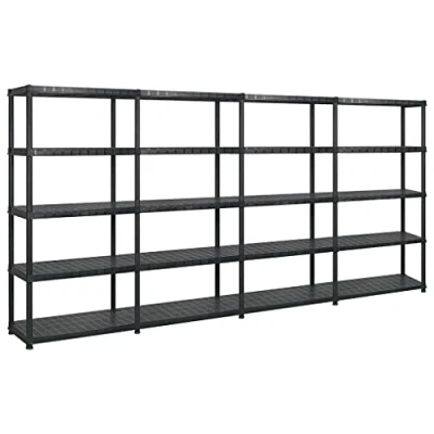 Abbildung von vidaXL Lagerregal mit 5 Böden Kunststoffregal Haushaltsregal Kellerregal Büroregal Regal Schwerlastregal Steckregal Schwarz 366x45,7x185cm Kunststoff