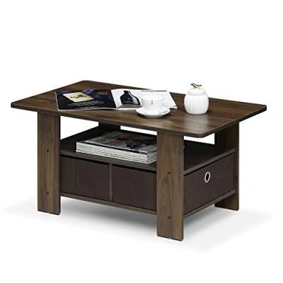 Abbildung von Furinno Andrey Couchtisch mit Schublade, Columbia Walnuss/Dunkelbraun