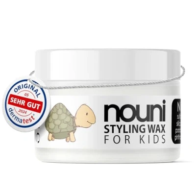 Abbildung von Haarwachs für Kinder und Kleinkinder ohne Parabene, Silikone, Sulfate oder Farbstoffe vegan MADE IN GERMANY Sensitives Hair Styling Wax Mädchen Jungen + Kokos Duft nouni 50m
