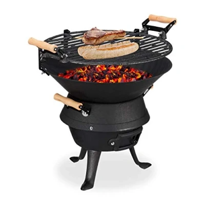 Abbildung von relaxdays Holzkohlegrill Grillfass Gusseisen