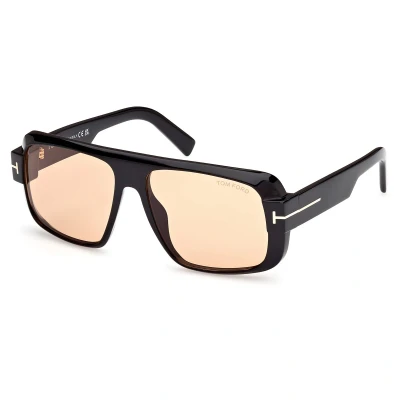 Abbildung von Tom Ford Turner Unisex Sonnenbrille, Größe: 58, Shiny black/brown