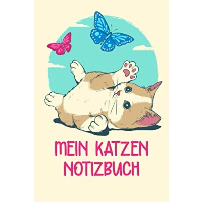 Abbildung von Notizheft: Mein Katzen Notizbuch Katze + Schmetterling 120 Seiten vorgefertigte Listen Liniert Checkliste gepunktet To Do Liste zum ... Geschenk Planer ca. A5 Schulheft