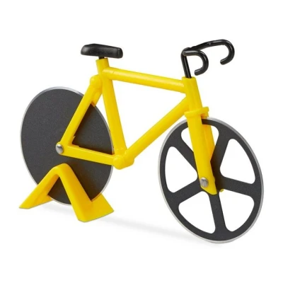 Abbildung von relaxdays Pizzaschneider Fahrrad Pizzaschneider, Gelb