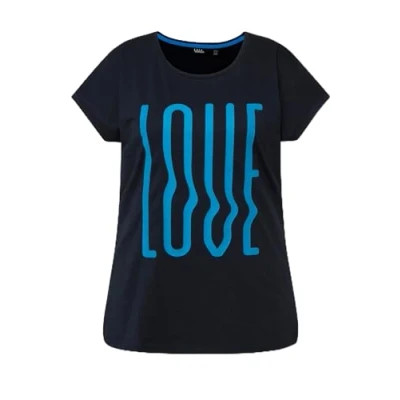 Abbildung von Ulla Popken LOVE Short Sleeve Graphic Tshirt print, Damen, Größe: 50/52, Navy blue