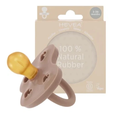 Abbildung von HEVEA Naturkautschuk Schnuller RUND Form, 3 36 Monate Hygienisches Einteiliges Design für Neugeborene bis Kleinkinder, BPA frei, Weich &amp; Langlebig Einzelpackung (Warme Beige)
