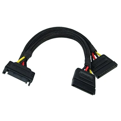 Abbildung von Phobya SATA Strom Y Kabel Buchse an 2x Stecker 15cm Schwarz
