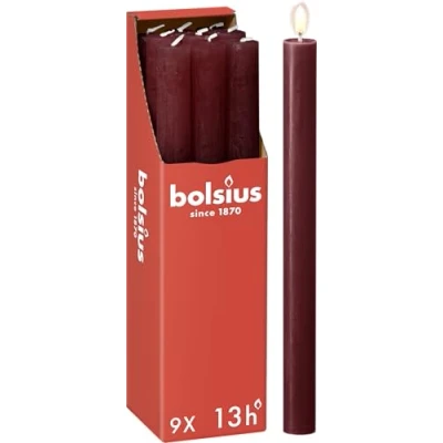 Abbildung von Bolsius Abendkerze Rustiek Velvet Red 27 cm 9 Stück