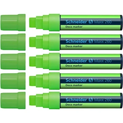 Abbildung von Schneider Maxx 260 Kreidestift (5 + 15 mm Strichstärke, feucht abwischbar, wasserbasiert, geruchsneutral) 5er Pack weiß