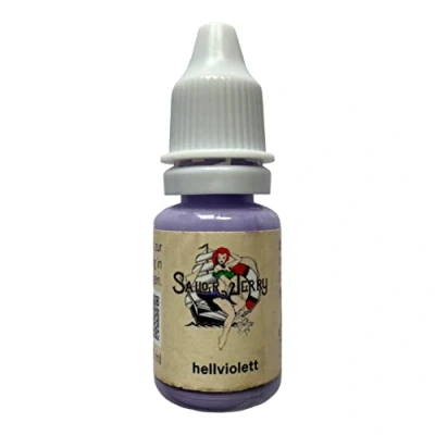 Abbildung von REACH konforme Sailor Jerry Tattoofarbe Hellviolett, 10 ml. Made in GERMANY und mit Zertifikat, Tätowierfarbe, Tattoo Ink, Vertrieb durch HAN SEN GmbH