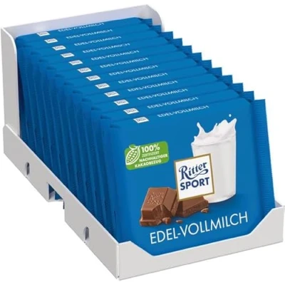Abbildung von Ritter Sport Edel Vollmilch Tafel, 12er Pack (12 x 100g)