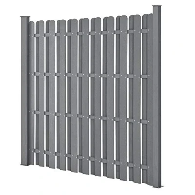 Abbildung von neu.holz WPC Gartenzaun 185x193cm Grau Sichtschutz Windschutz Lamellenzaun Zaun