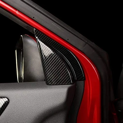 Abbildung von HIGH FLYING für Eclipse Cross 2018 2022 Kohlefaserfarbe Interieur A Säule Interieurleisten 2 Stück ABS Kunststoff
