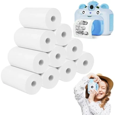 Abbildung von NVIYAM 10 Rollen Thermopapier, 57mm * 30mm 8m Thermopapier für Kinderkamera und Mini Drucker, Thermodrucker papier weiß, Nachfüllpapier Kinder Sofortbildkameras BPA Frei