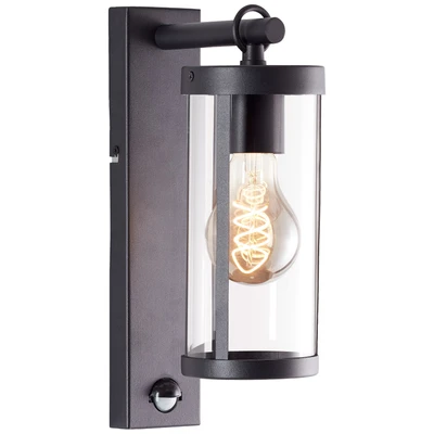 Abbildung von Brilliant Außen Wandleuchte &quot;Sidney&quot;, 1 flammig, Leuchtmittel E27 ohne Leuchtmittel, Außenwandleuchte mit Bewegungsmelder, 31 cm, E27, schwarz/transparent