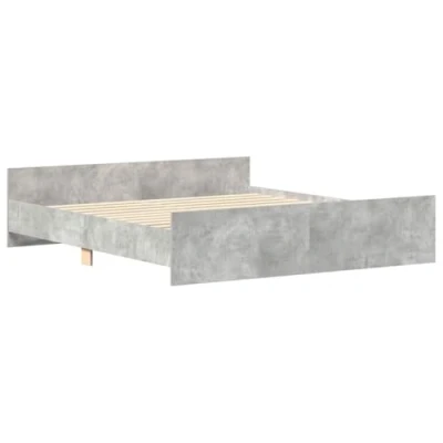 Abbildung von vidaXL Bettgestell, Bettrahmen mit Lattenrost, Bett Gästebett Kopfteil Fußteil, Metallbett Doppelbett Schlafzimmerbett, Betongrau 160x200cm