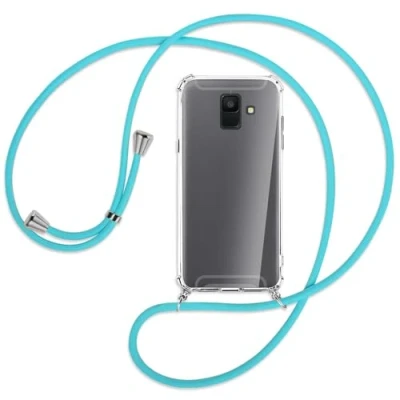 Abbildung von mtb more energy Handykette kompatibel mit Samsung Galaxy A6 2018 (SM A600, 5.6&#039;&#039;) türkis Smartphone Hülle zum Umhängen Anti Shock Full TPU Case
