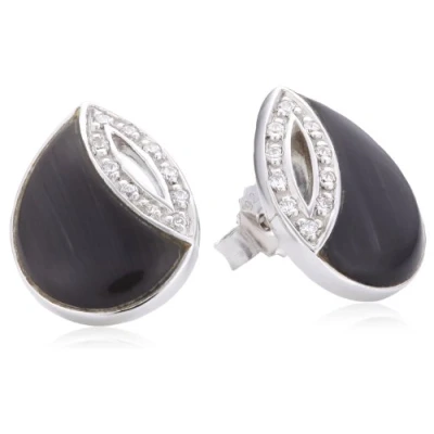 Abbildung von Orphelia Damen Ohrstecker 925 Sterlingsilber mit Zirkonia Black Cateye ZO 5929