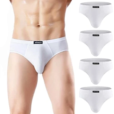 Abbildung von wirarpa Herren Slips Microfaser Männer Unterhosen 4er Pack Herrenslips Stretcken Unterwäsche Weiß Größe M