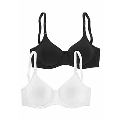 Abbildung von Lascana 2 pack Bügel BH, Damen, Größe: 100E, Schwarz + weiß