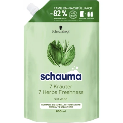 Abbildung von Schauma Shampoo 7 Kräuter Nachfüllpack (800 ml), Haarshampoo verleiht der Haarstruktur eine leichte Frische, Frische für normales bis schnell fettendes Haar