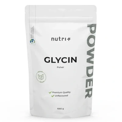Abbildung von Nutri + Glycin Pulver vegan 1 kg hochdosiert Glycine Powder Aminosäure ohne Zusatzstoffe 1000 g auch zum Süßen als Zuckerersatz