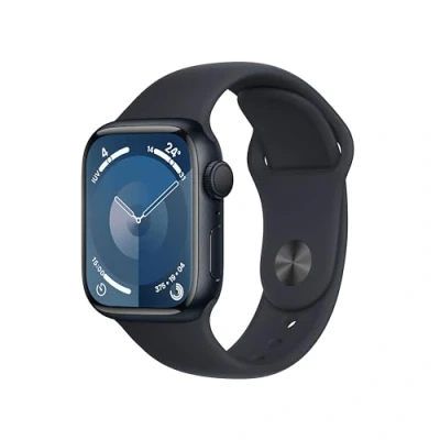 Abbildung von Apple Watch Series 9 (GPS, 41mm) Aluminiumgehäuse Mitternacht mit Sportarmband Mitternacht, S/M (Generalüberholt)
