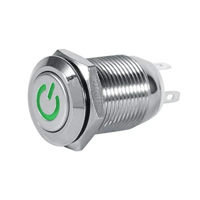 Abbildung von Keenso 12mm 12V Auto Power Metall Druckschalter wasserdicht LED Druckknopf Schalter 1NO1NC(Grüne)