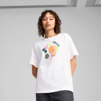 Abbildung von Puma GRAPHICS Relaxed Fruity T Shirt Damen Mit Print White Größe: S