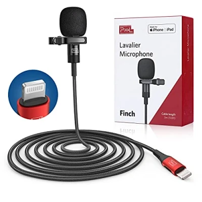 Abbildung von Pixel Lavalier Mikrofon für iPhone (Apple MFi zertifiziert) Lav Vlogging Externes Videoaufnahmen, kompatibel mit allen Lightning Geräten (3 m)