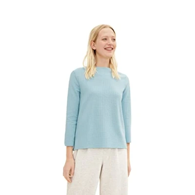 Abbildung von TOM Tailor MIT Ottoman Struktur Langarmshirt, Damen, Größe: Medium, Tourmaline