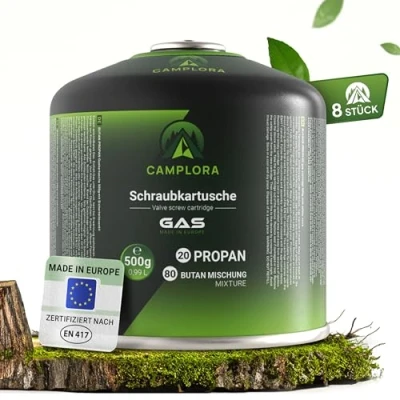 Abbildung von CAMPLORA 8x 500g gaskartuschen mit Schraubventil, Propangas &amp; Butangas, Schraubkartusche gaskartusche Gewinde für Campingkocher und Grill EN417 schraubventil gasflasche gas kartusche