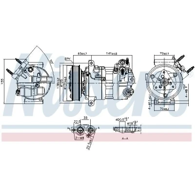 Abbildung von NISSENS 890594 Kompressor PXC14 12 PAG 46 YF R 134a VOLVO: V40 Schrägheck