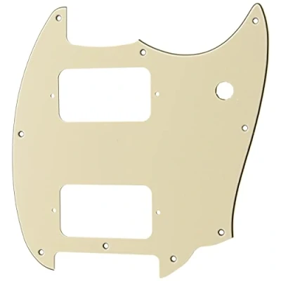 Abbildung von Musiclily Pro 9 Löcher Round Corner HH Pickguard 2 Humbuckers Schlagbrett für Squier Bullet Series Mustang E Gitarre, 3 lagig Creme