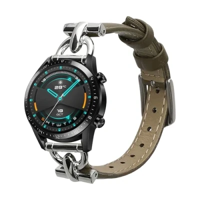 Abbildung von kwmobile Armband kompatibel mit Huawei Watch GT/GT2 (46mm) Echtleder Fitnesstracker Sportarmband Band