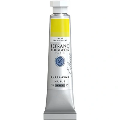 Abbildung von Lefranc Bourgeois 404918 extra feine Ölfarbe in Künstlerqualität aus hochwertigen Pigmenten, lebendige Farben, hohe Lichtechtheit, 20ml Tube Transparentgelb