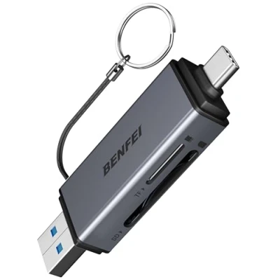 Abbildung von BENFEI SD Kartenleser, Dual Stecker USB 3.0/USB C Kartenlesegerät Highspeed OTG Adapter, für SD/MMC/Micro SD/TF/SDXC/SDHC/Micro SDHC/Micro SDXC, Kompatibel mit Android/Windows/Mac OS usw