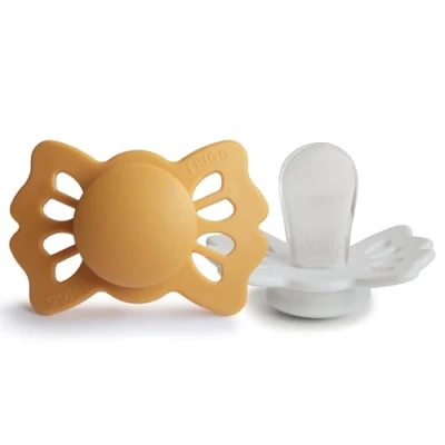 Abbildung von FRIGG Lucky Silikon Schnuller Symmetrischer 2er Pack BPA frei Hergestellt in Dänemark Honey Gold/Cream Größe 1 (0 6 Monate)