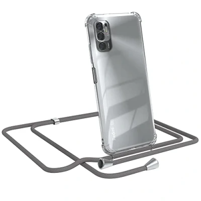 Abbildung von EAZY CASE Handykette kompatibel mit Xiaomi Redmi Note 10 5G Handyhülle Umhängeband, Handykordel Schutzhülle, Silikonhülle, Hülle Band, Stylische Kette für Smartphone, Anthrazit