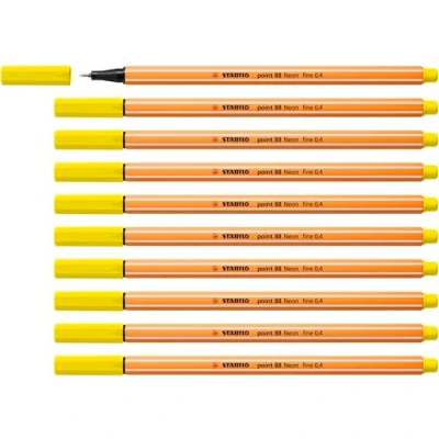 Abbildung von Fineliner STABILO point 88 10er Pack Neonfarbe, leuchtfarbengelb