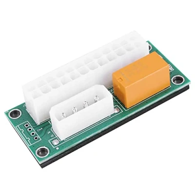 Abbildung von WANGCL ATX 24 polig auf Molex 4 poliges Dual PSU Netzteil Sync Starter Extender Cable Card für BTC Miner Machine (grün)