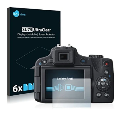 Abbildung von Savvies 6 Stück Schutzfolie für Canon PowerShot SX50 HS Displayschutz Folie Ultra Transparent