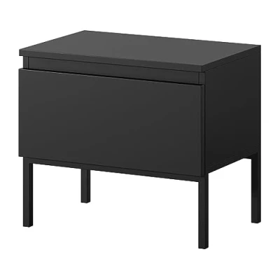 Abbildung von Selsey Nachttisch Beistellschrank Beistelltisch Nachtschrank Mit Schublade Schwarz Schwarze Beine Bemmi