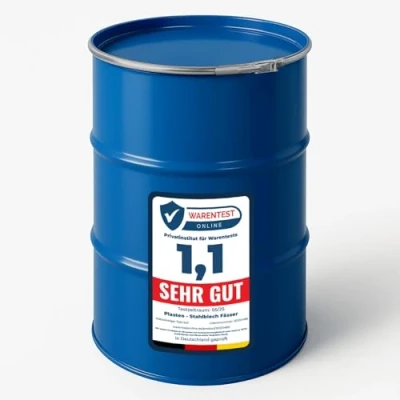 Abbildung von maier blaues 213 Liter Deckelfass Stahlfass Metallbehälter Tonne ausgezeichnete Industriequalität Gefahrgut zugelassen