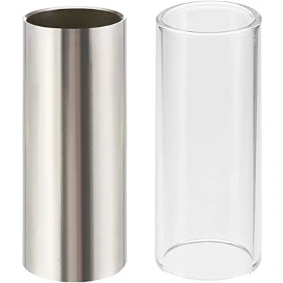 Abbildung von 2 Stück Glas Slide und Edelstahl in Box für Gitarre, Bass, Mittel (6 cm)