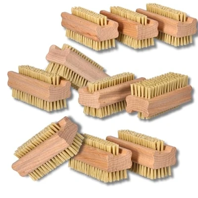Abbildung von ToolSpace 10x Nagelbürste Holz Feste Starke Mix Agawa Tapica und Syntetische Borsten Nagelreinigungsbürste Nail Brush Handwaschbürste Fingerbürste Schrubbbürste zum Reinigen Schmutz Handbürste