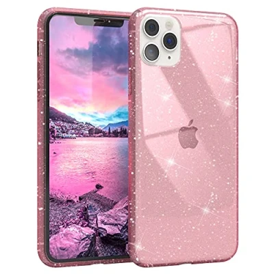 Abbildung von EAZY CASE Hülle kompatibel mit iPhone 11 Pro Max Schutzhülle Glitzer, Handyhülle, Schutzhülle, Back Cover Glitter, TPU/Silikon, Transparent/Durchsichtig, Pink