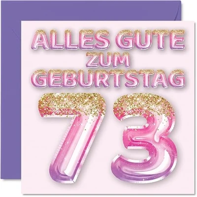 Abbildung von 73. Geburtstagskarte für Frauen Rosa Lila Glitzerballons Alles Gute zum Geburtstagskarten 73 Jährige Frau Mama Urgroßmutter Oma, 145mm Dreiundsiebzig Geburtstag Grußkarten