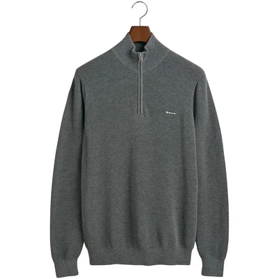 Abbildung von GANT Halfzip Strickpullover, Herren, Größe: Medium, Dark grey melange