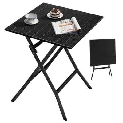 Abbildung von eSituro Klapptisch, Gartentisch Balkontisch wetterfest, Outdoor Beistelltisch klappbar, Kleiner Tisch für Balkon Terrasse Garten, 62x62 cm, 50 kg belastbar, Schwarz