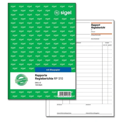 Abbildung von sigel Rapport/Regiebericht Formularbuch RP510 1 x 100 Blatt